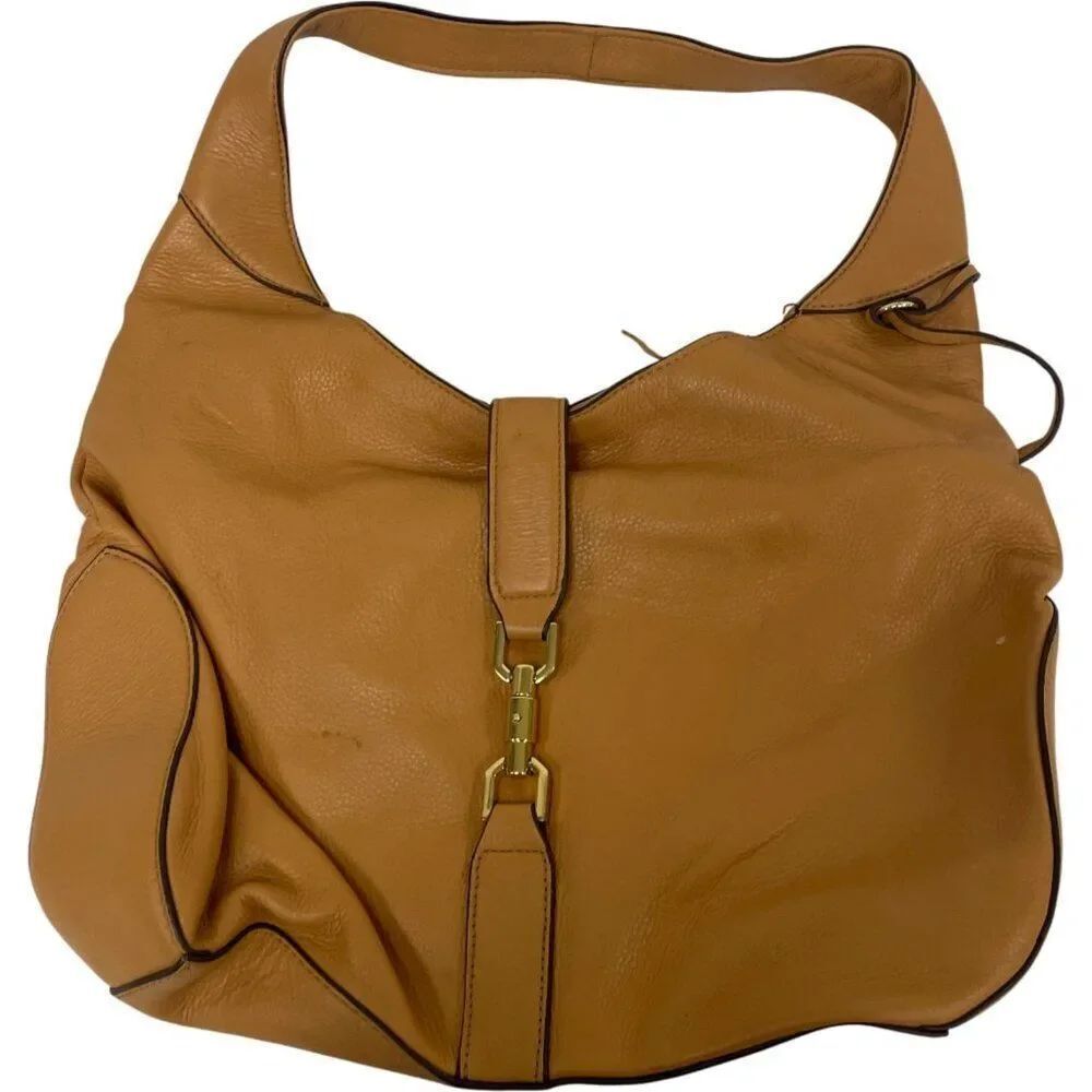 Gili Verona Womens Hobo Shoulder Bag tan brown Purse Pebbled Leather Tassel